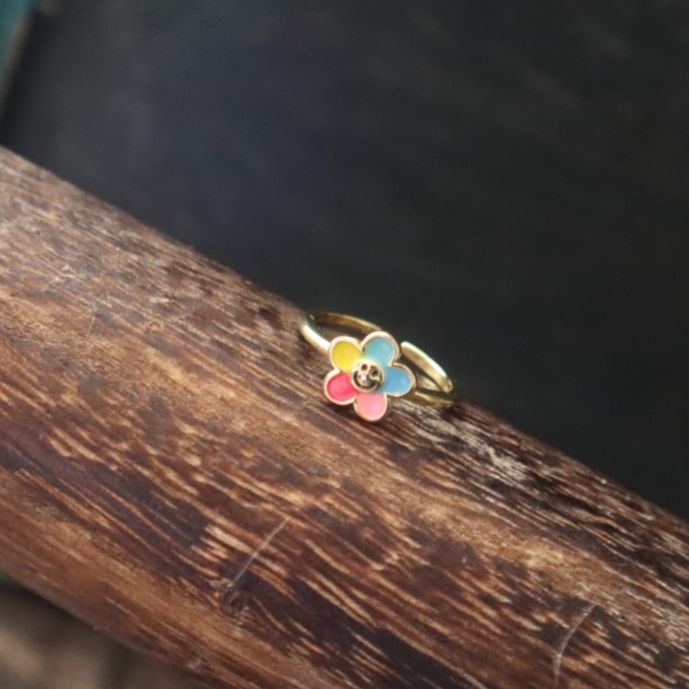 Multicolored smiley flower Ring
